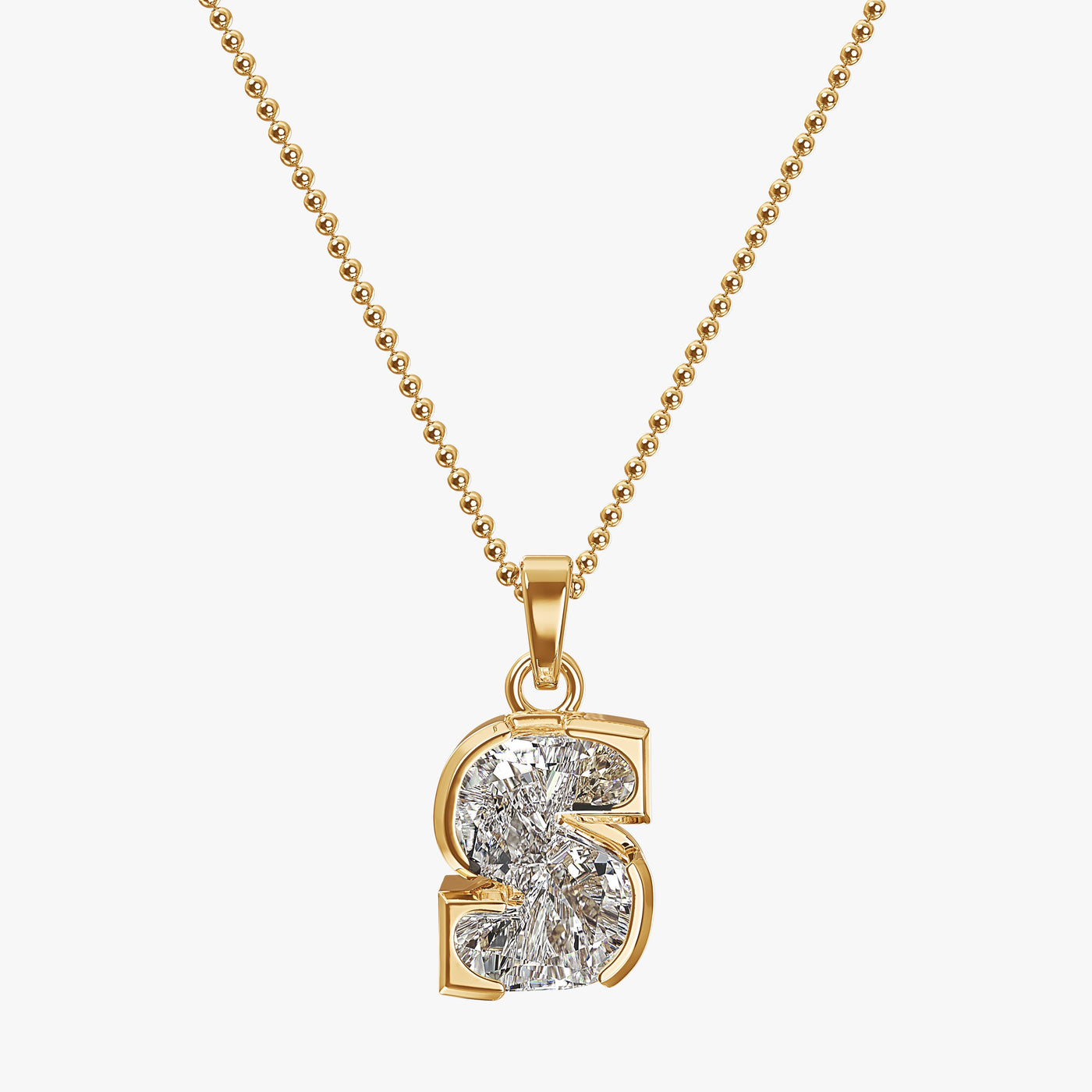 9MM ALPHABET SOLITAIRE DIAMOND LETTER PENDANT