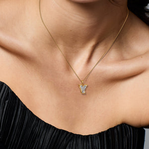 9MM ALPHABET SOLITAIRE DIAMOND LETTER PENDANT